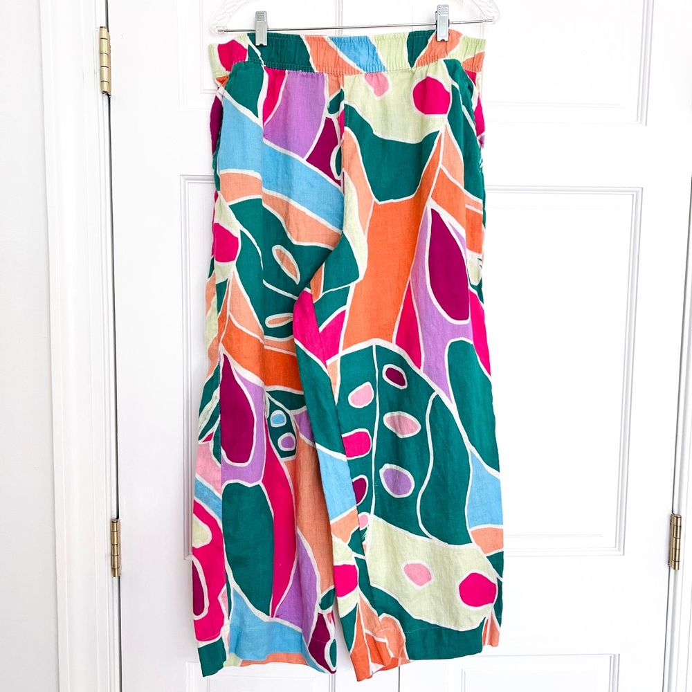 Christian Siriano linen wide led colorful pants XL